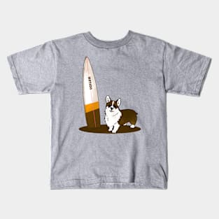 Dark corgi summer surf Kids T-Shirt